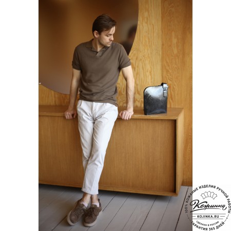 Кожаная сумка "Родос" (пепел глянец)